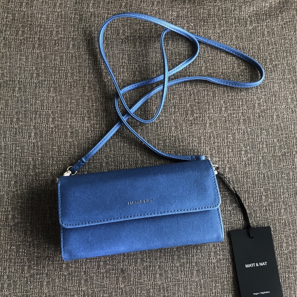 MATT & NAT Vintage Style Vegan Clutch Wallet Bag (Blue Jay) - NWT